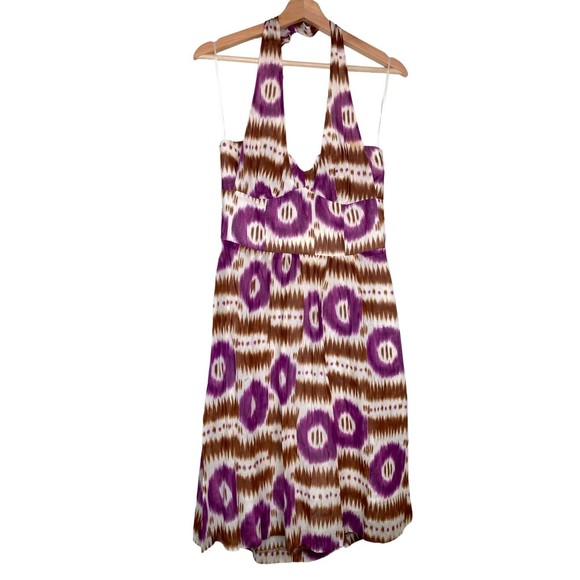 Trina Turk Ikat Geometric Print Halter Women's Cotton Dress Size 6 - Picture 1 of 10